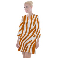 Orange Zebra Vibes Animal Print   Open Neck Shift Dress by ConteMonfrey