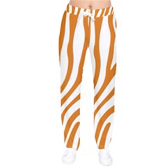 Orange Zebra Vibes Animal Print   Women Velvet Drawstring Pants by ConteMonfrey