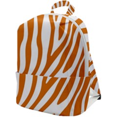 Orange Zebra Vibes Animal Print   Zip Up Backpack by ConteMonfrey