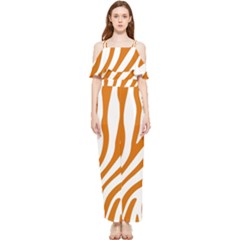 Orange Zebra Vibes Animal Print   Draped Sleeveless Chiffon Jumpsuit by ConteMonfrey