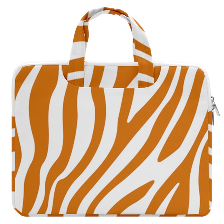 Orange Zebra Vibes Animal Print   MacBook Pro 13  Double Pocket Laptop Bag