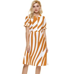 Orange Zebra Vibes Animal Print   Button Top Knee Length Dress by ConteMonfrey