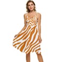 Orange Zebra Vibes Animal Print   Sleeveless Tie Front Chiffon Dress View1