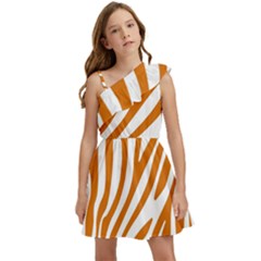 Orange Zebra Vibes Animal Print   Kids  One Shoulder Party Dress by ConteMonfrey