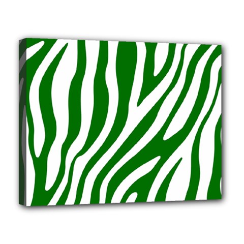 Dark Green Zebra Vibes Animal Print Canvas 14  X 11  (stretched) by ConteMonfrey