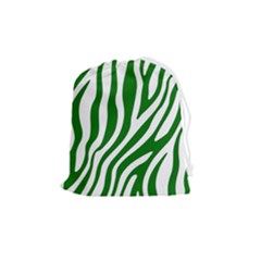 Dark Green Zebra Vibes Animal Print Drawstring Pouch (medium) by ConteMonfrey