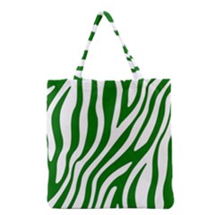 Dark Green Zebra Vibes Animal Print Grocery Tote Bag by ConteMonfrey