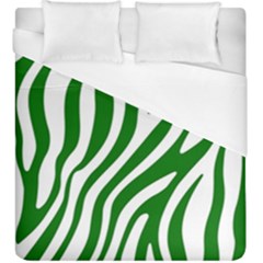 Dark Green Zebra Vibes Animal Print Duvet Cover (king Size) by ConteMonfrey