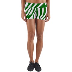 Dark Green Zebra Vibes Animal Print Yoga Shorts by ConteMonfrey