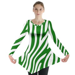 Dark Green Zebra Vibes Animal Print Long Sleeve Tunic  by ConteMonfrey