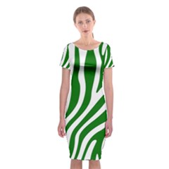 Dark Green Zebra Vibes Animal Print Classic Short Sleeve Midi Dress by ConteMonfrey