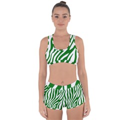 Dark Green Zebra Vibes Animal Print Racerback Boyleg Bikini Set by ConteMonfrey