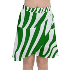 Dark Green Zebra Vibes Animal Print Chiffon Wrap Front Skirt by ConteMonfrey