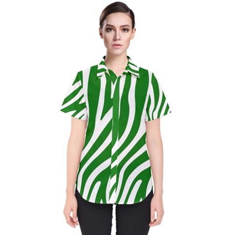 Dark Green Zebra Vibes Animal Print Women s Short Sleeve Shirt by ConteMonfrey