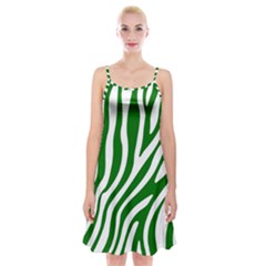 Dark Green Zebra Vibes Animal Print Spaghetti Strap Velvet Dress by ConteMonfrey