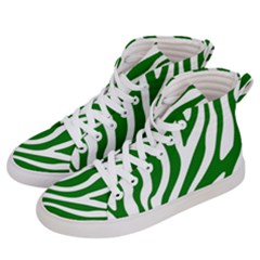 Dark Green Zebra Vibes Animal Print Women s Hi-top Skate Sneakers by ConteMonfrey