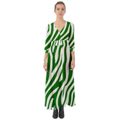 Dark Green Zebra Vibes Animal Print Button Up Boho Maxi Dress by ConteMonfrey