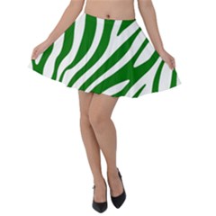 Dark Green Zebra Vibes Animal Print Velvet Skater Skirt by ConteMonfrey