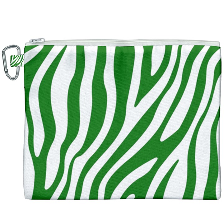 Dark green Zebra Vibes Animal Print Canvas Cosmetic Bag (XXXL)