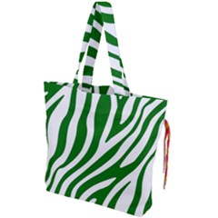 Dark Green Zebra Vibes Animal Print Drawstring Tote Bag by ConteMonfrey