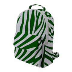 Dark Green Zebra Vibes Animal Print Flap Pocket Backpack (large) by ConteMonfrey