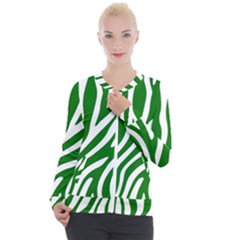 Dark Green Zebra Vibes Animal Print Casual Zip Up Jacket by ConteMonfrey