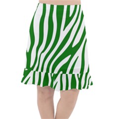 Dark Green Zebra Vibes Animal Print Fishtail Chiffon Skirt by ConteMonfrey