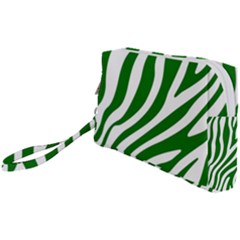 Dark Green Zebra Vibes Animal Print Wristlet Pouch Bag (small)