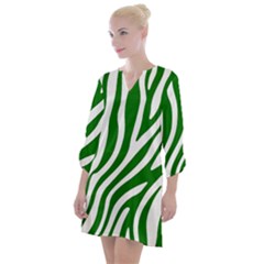 Dark Green Zebra Vibes Animal Print Open Neck Shift Dress by ConteMonfrey