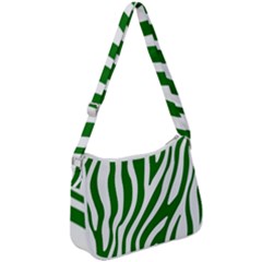 Dark Green Zebra Vibes Animal Print Zip Up Shoulder Bag by ConteMonfrey