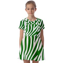 Dark Green Zebra Vibes Animal Print Kids  Short Sleeve Pinafore Style Dress by ConteMonfrey