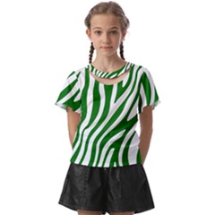 Dark Green Zebra Vibes Animal Print Kids  Front Cut Tee by ConteMonfrey