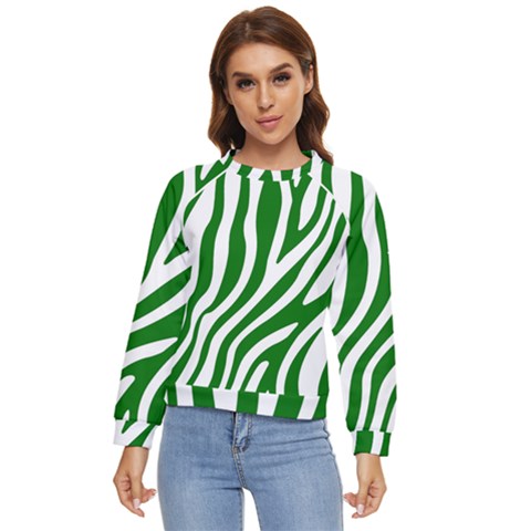 Dark Green Zebra Vibes Animal Print Women s Long Sleeve Raglan Tee by ConteMonfrey