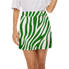 Dark Green Zebra Vibes Animal Print Mini Front Wrap Skirt by ConteMonfrey