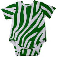 Dark Green Zebra Vibes Animal Print Baby Short Sleeve Bodysuit by ConteMonfrey