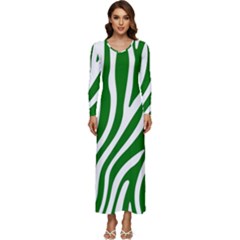 Dark Green Zebra Vibes Animal Print Long Sleeve Longline Maxi Dress by ConteMonfrey