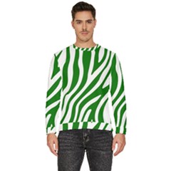 Dark Green Zebra Vibes Animal Print Men s Fleece Sweatshirt by ConteMonfrey