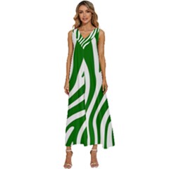 Dark Green Zebra Vibes Animal Print V-neck Sleeveless Loose Fit Overalls by ConteMonfrey