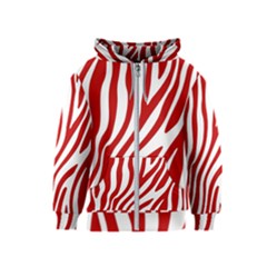 Red Zebra Vibes Animal Print  Kids  Zipper Hoodie by ConteMonfrey