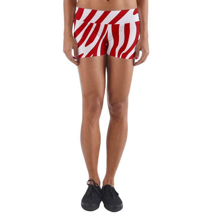 Red Zebra Vibes Animal Print  Yoga Shorts