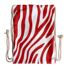 Red Zebra Vibes Animal Print  Drawstring Bag (large) by ConteMonfrey