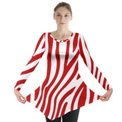 Red Zebra Vibes Animal Print  Long Sleeve Tunic  by ConteMonfrey