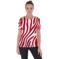 Red Zebra Vibes Animal Print  Shoulder Cut Out Short Sleeve Top by ConteMonfrey