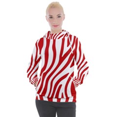 Red Zebra Vibes Animal Print  Women s Hooded Pullover by ConteMonfrey