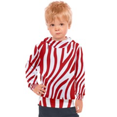 Red Zebra Vibes Animal Print  Kids  Hooded Pullover by ConteMonfrey