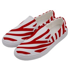 Red Zebra Vibes Animal Print  Men s Canvas Slip Ons by ConteMonfrey