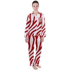 Red Zebra Vibes Animal Print  Women s Long Sleeve Satin Pajamas Set	 by ConteMonfrey