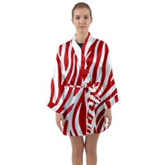 Red Zebra Vibes Animal Print  Long Sleeve Satin Kimono by ConteMonfrey