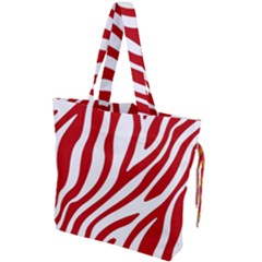 Red Zebra Vibes Animal Print  Drawstring Tote Bag by ConteMonfrey