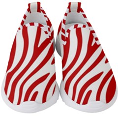 Red Zebra Vibes Animal Print  Kids  Slip On Sneakers by ConteMonfrey